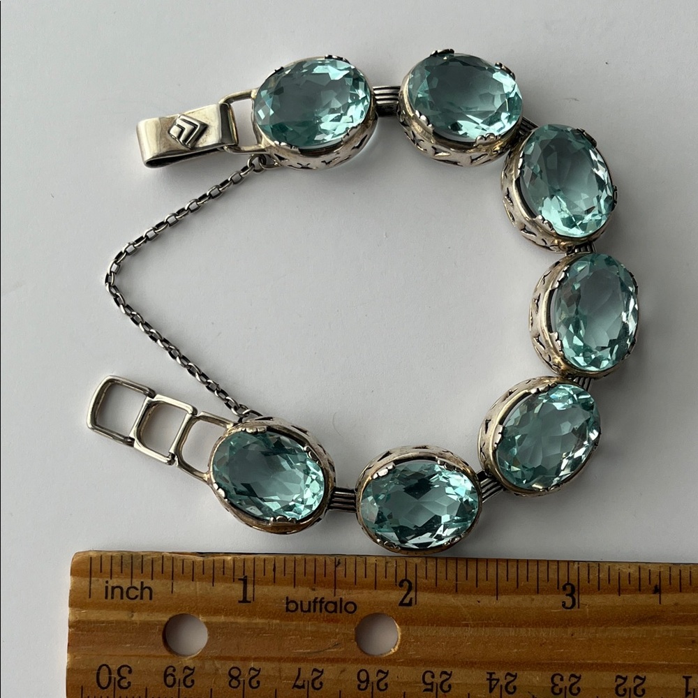 Silpada Sterling Silver and Blue Faceted Glass Bracelet - Picture 5 of 10